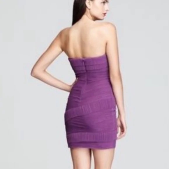 BCBGMAXAZRIA  Purple Fitted Tiered Cocktail Mini Dress - Picture 2 of 2